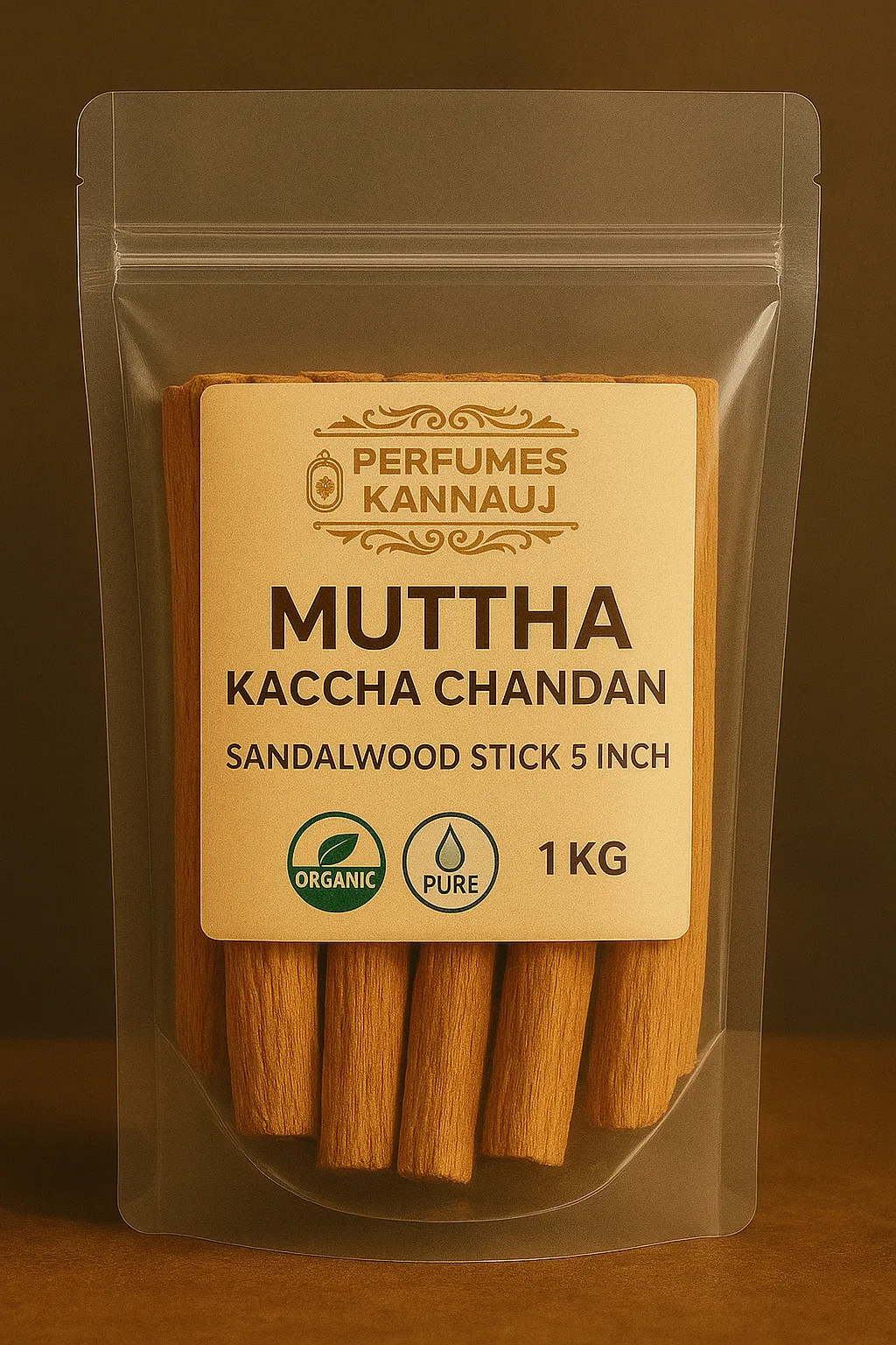 Muttha – Kaccha Chandan (5 Inch) | Pure Natural Sandalwood Stick from Kannauj