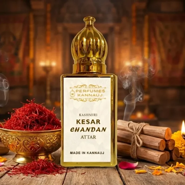 Kesar Chandan Attar  – Kashmiri Kesar & Pure Sandalwood, Alcohol-Free Natural Attar (12 ml)
