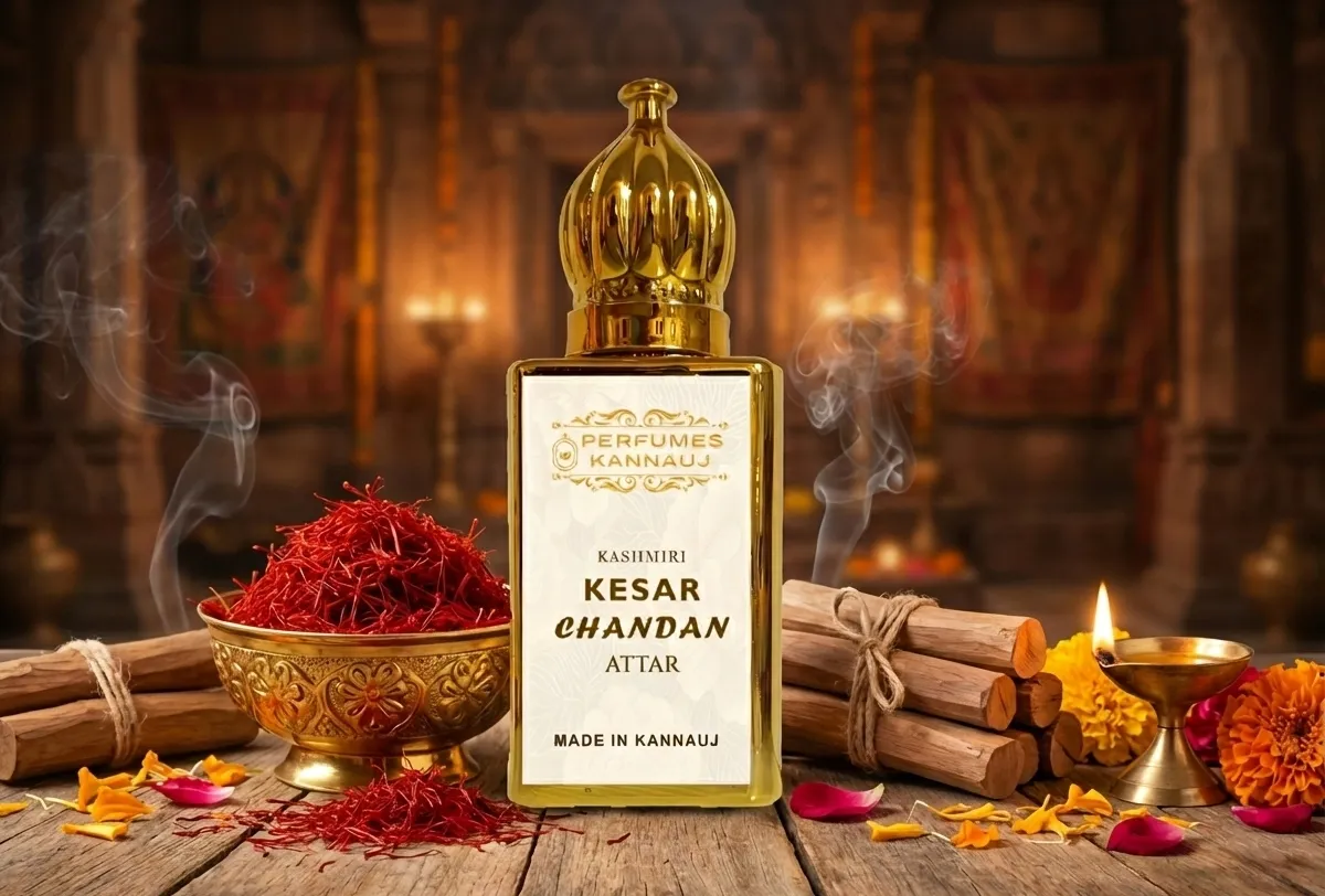 Kesar Chandan Attar – Kashmiri Kesar & Pure Sandalwood, Alcohol-Free Natural Attar (12 ml)